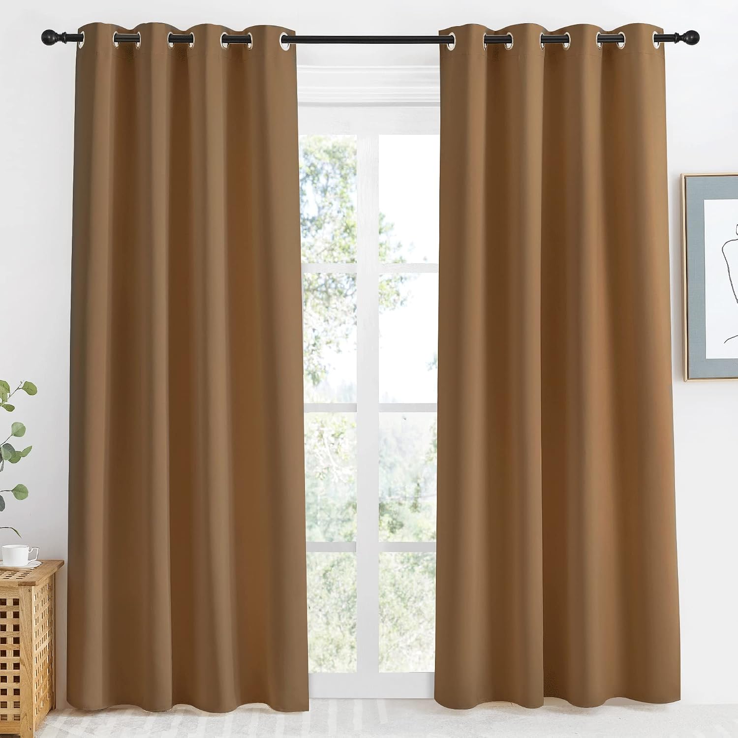 NICETOWN Gold Brown Curtain 86 inch Long, 1 Panel, W55 x L86, Grommet Blackout Thermal Insulated Room Darkening Sound Reducing Window…