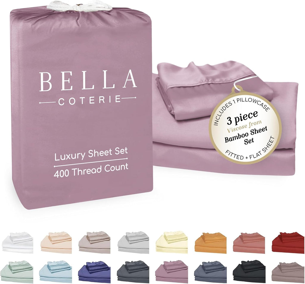Bella Coterie Luxury Bamboo Viscose Twin Size Sheet Set | 100% Organically Grown | Ultra Soft | Cooling for Hot Sleepers | 18" Deep…