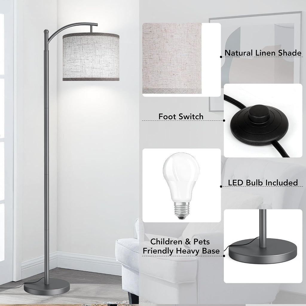 Floor Lamp for Living Room with 3 Color Temperatures LED Bulb, Standing Lamp Tall Industrial Floor Lamp Reading for Bedroom, Office (9W…