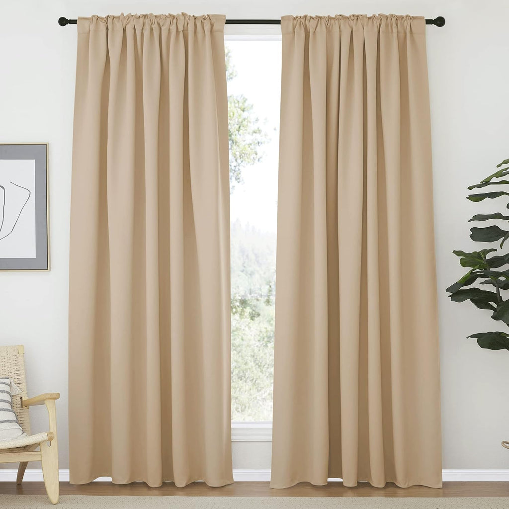 Nicetown Window Treatment Elegant Curtains - (Biscotti Beige Color) 70 X 84, 1 Pair, Room Darkening Curtains and Drapes for Bedroom