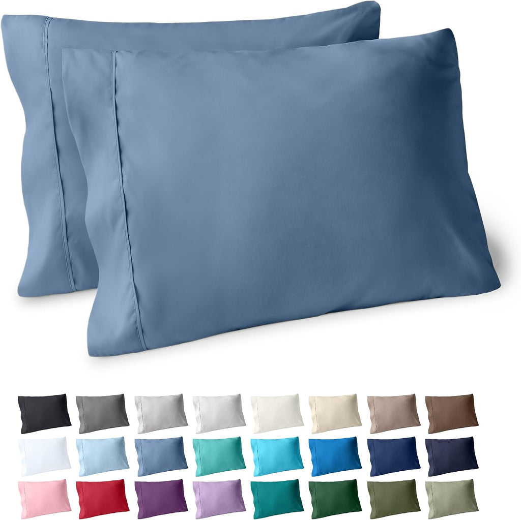 BareHome Bare Home Microfiber Pillow Cases - Standard/Queen Size Set of 2 - Cooling Pillowcases - Double Brushed - Coronet Blue Pillowcases…