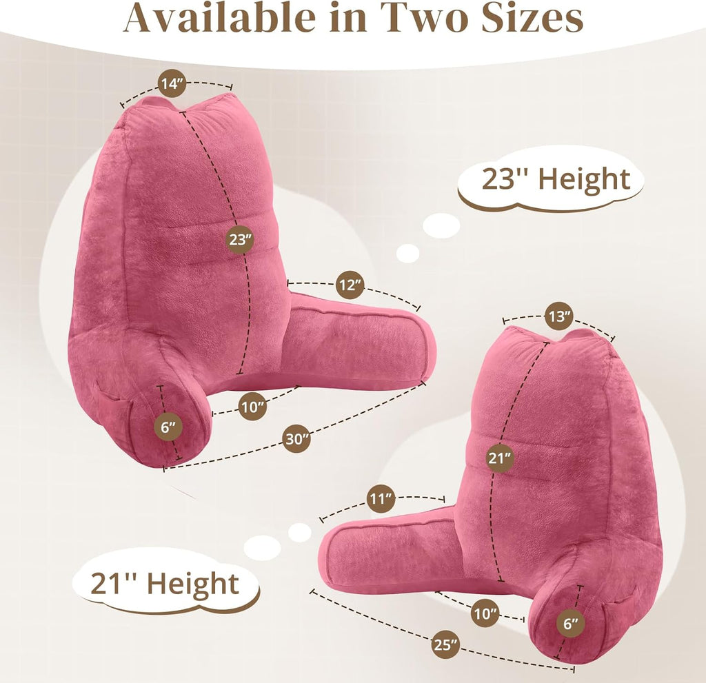 Sasttie Reading Pillow, Pillows for Reading or Relaxing – Ergonomic Support for Head, Neck, Back, and Lumbar, 21-Inch, Rose Pink Pink