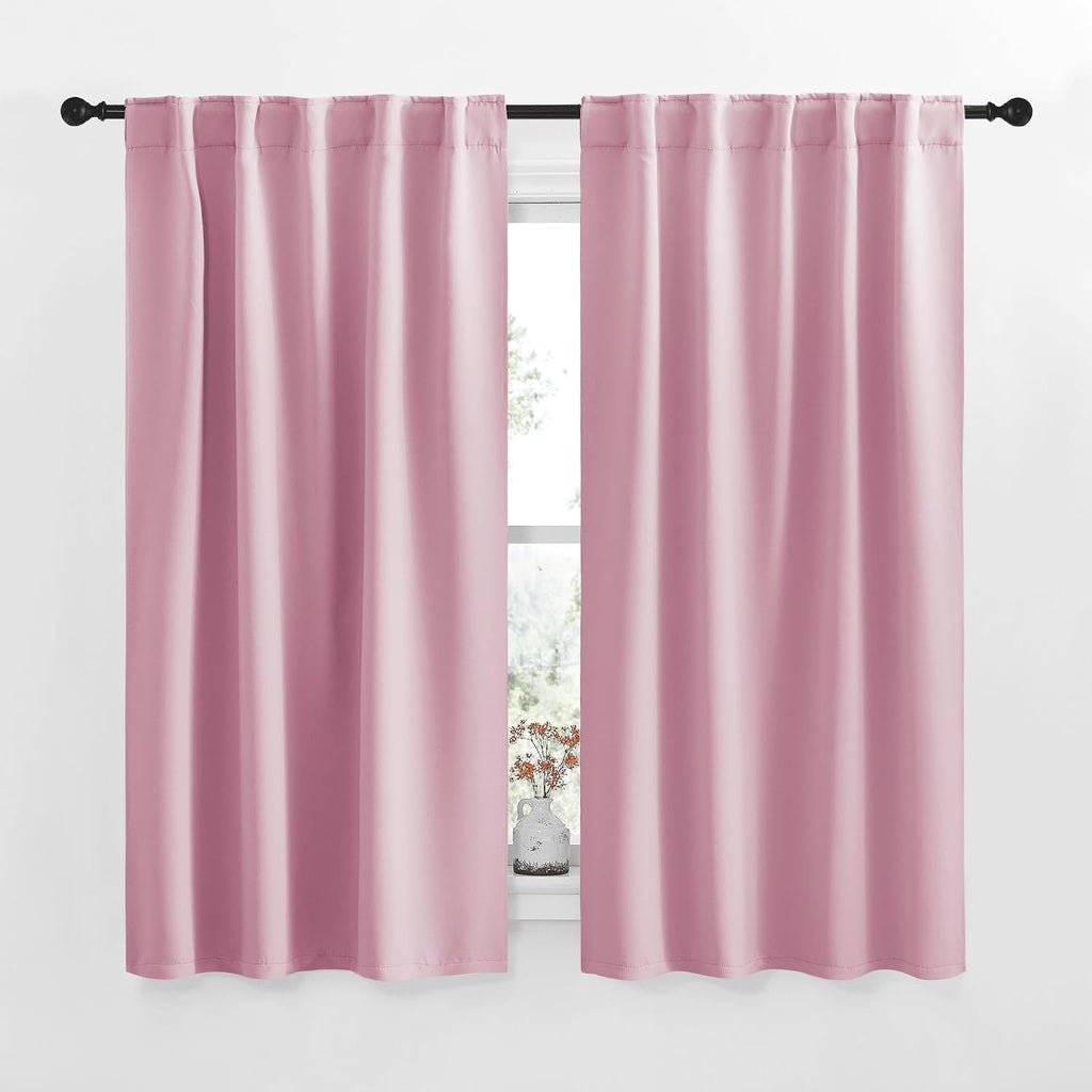 NICETOWN Blackout Curtain Panels for Living Room - (Rouge Pink Color) 34x63 Inch, 2 Panels Set, Thermal Insulated Room Darkening Blackout…