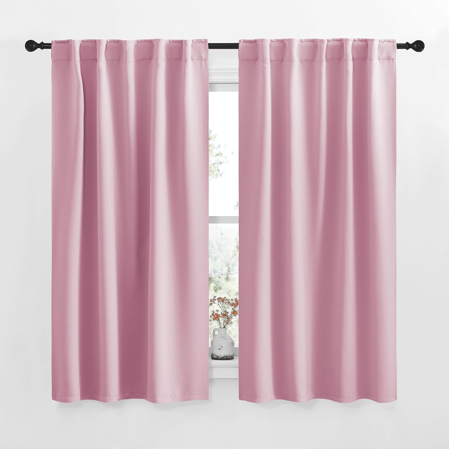 NICETOWN Blackout Curtain Panels for Living Room - (Rouge Pink Color) 42x63 Inch, 2 Panels Set, Thermal Insulated Room Darkening Blackout…