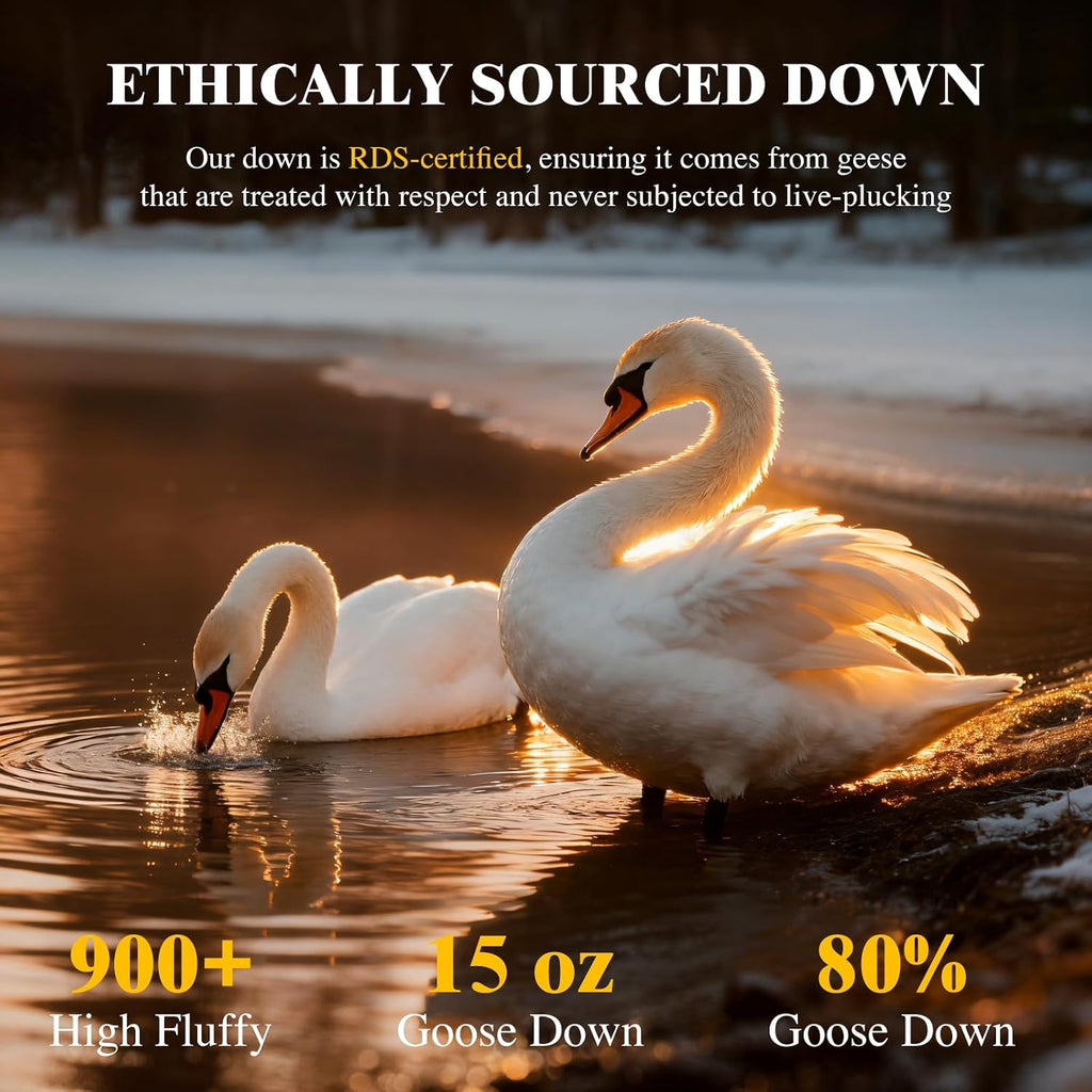 LIANLAM Luxury Canadian White Goose Down Pillow King Size Set of 2, 1050+ Fill Power, 800 TC Cotton Shell, Soft Down Pillows for…