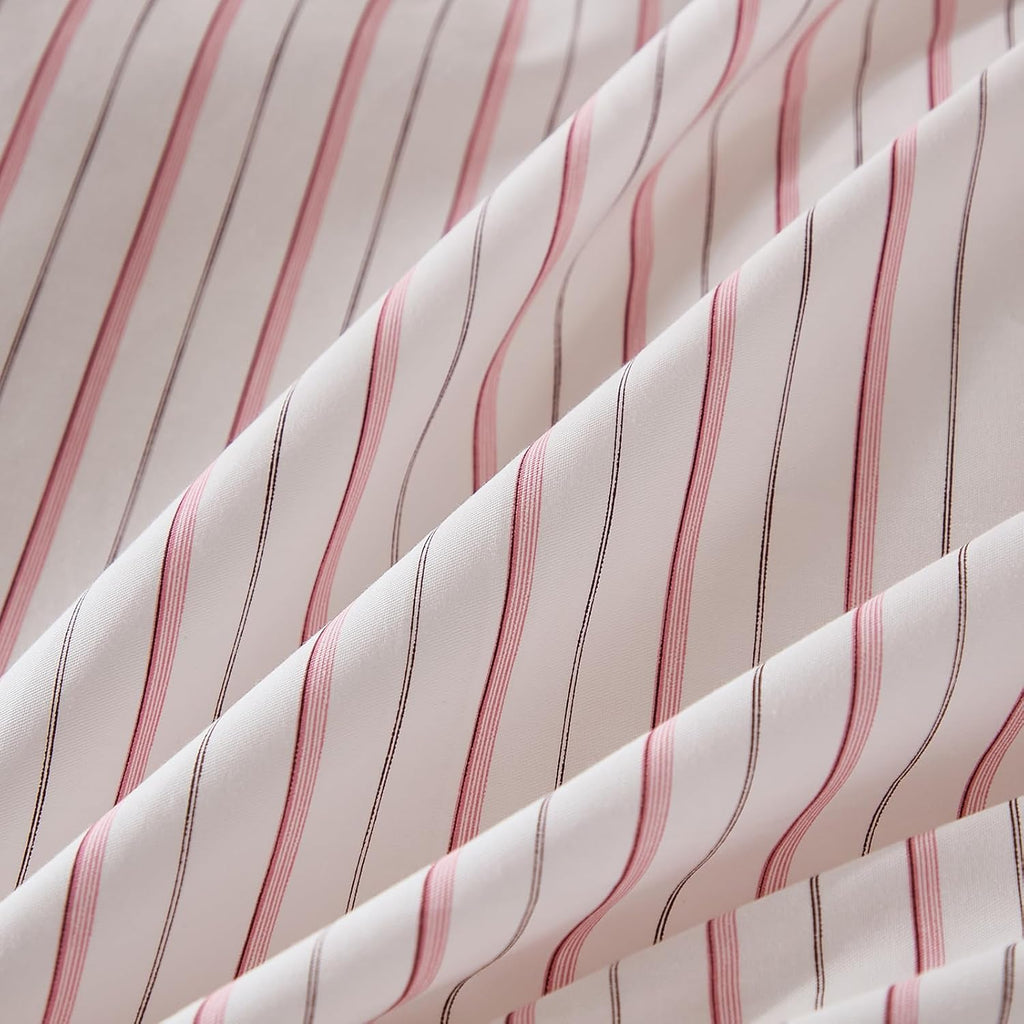 Merryword Standard Size Pillowcases, 100% Cotton Pillow Cases, White & Pink Striped Pillowcases, Soft Breathable Ticker Stripe Pillow Cover…