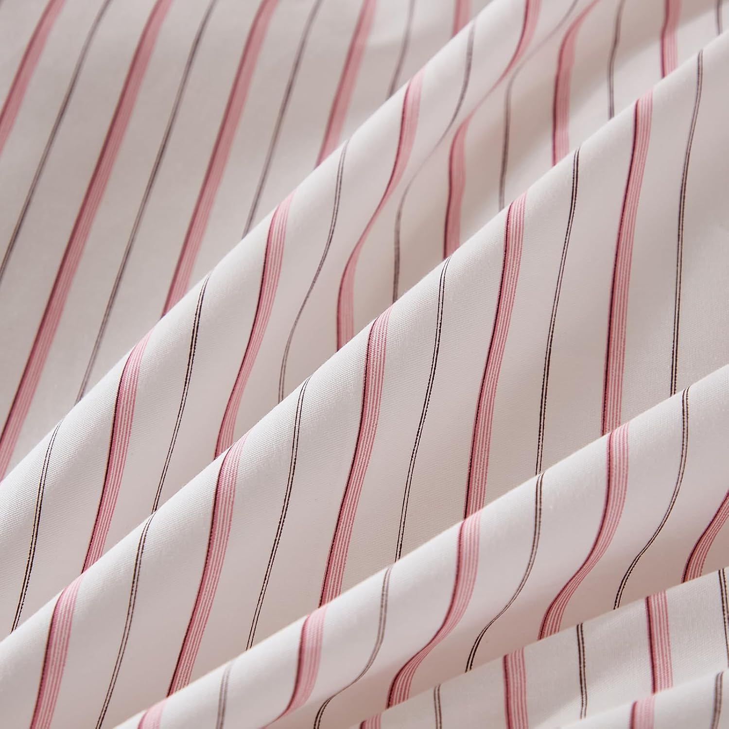 Merryword Standard Size Pillowcases, 100% Cotton Pillow Cases, White & Pink Striped Pillowcases, Soft Breathable Ticker Stripe Pillow Cover…