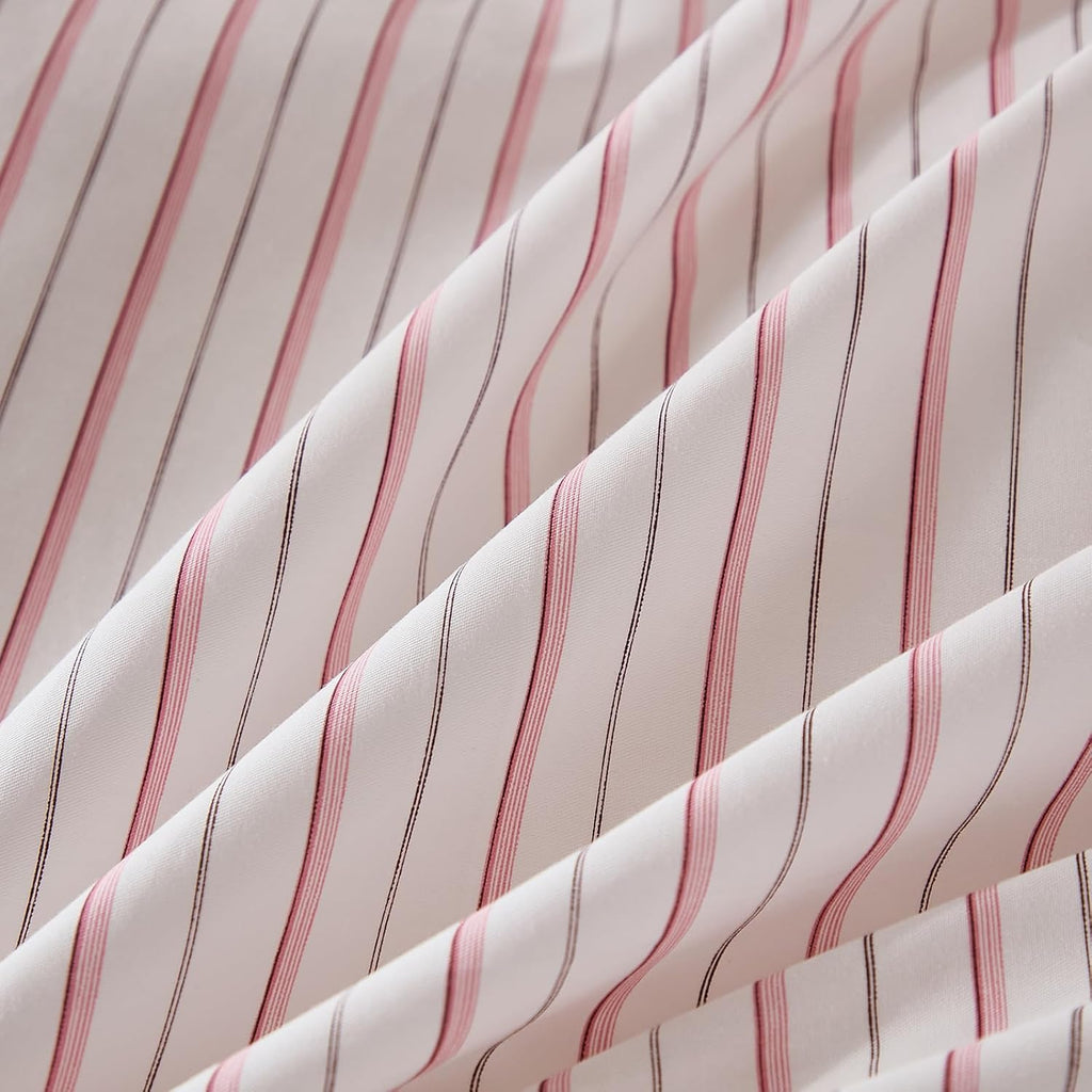 Merryword Queen Size Pillowcases, 100% Cotton Pillow Cases, White & Pink Striped Pillowcases, Luxury Linen Like Pillowcase, Soft Breathable…