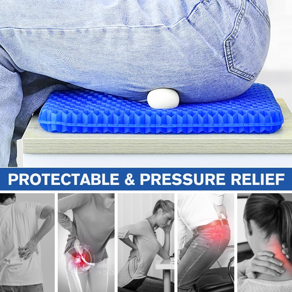 Egg Gel Seat Cushion, Breathable Gel Cushion Chair Pads with Non-Slip Cover for Home Office Car Wheelchair, Honeycomb Design Egg Seat…