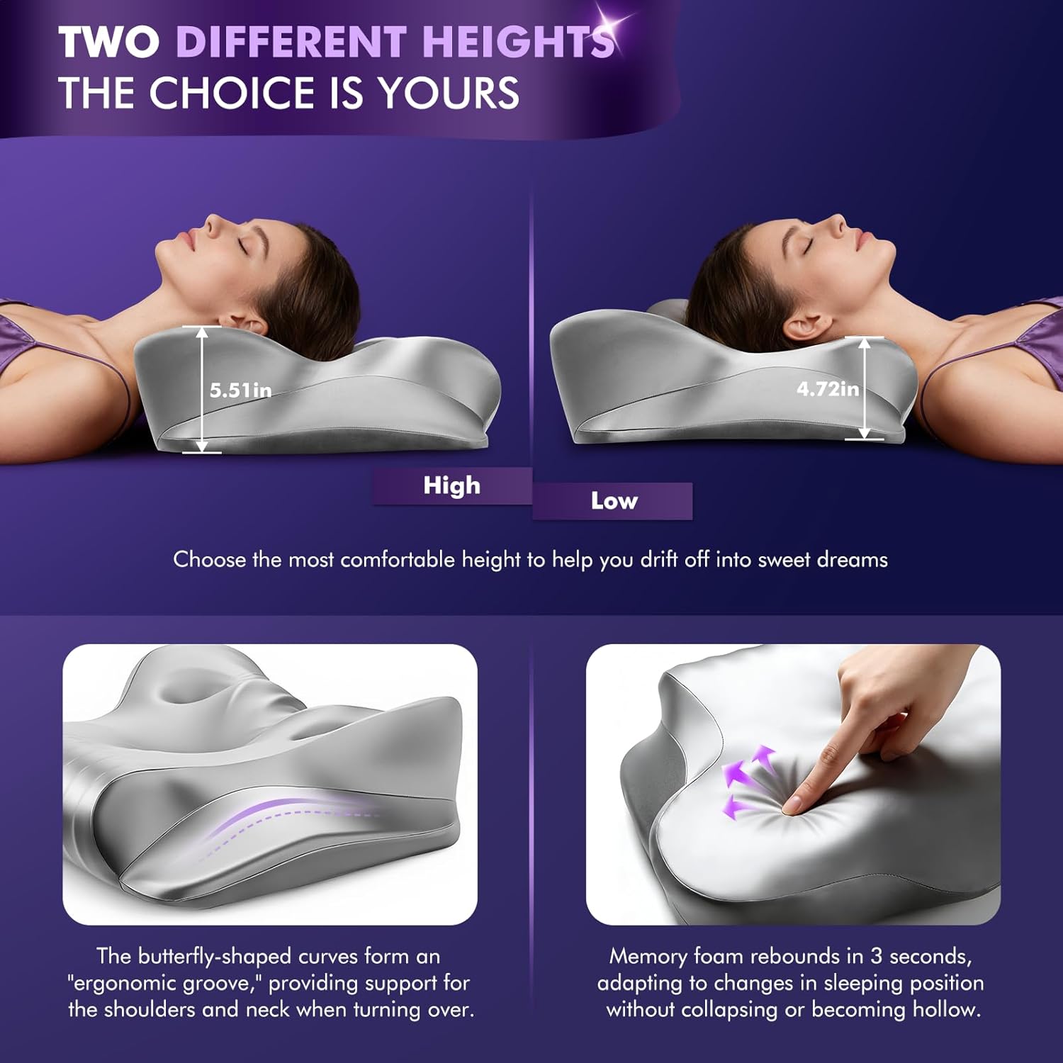 Dayme Orthopedic Memory Foam Pillows –Cooling Neck Pillow that Actually Cools, Cervical Support Pillow for Neck, Cervical Pillow for All Sle…