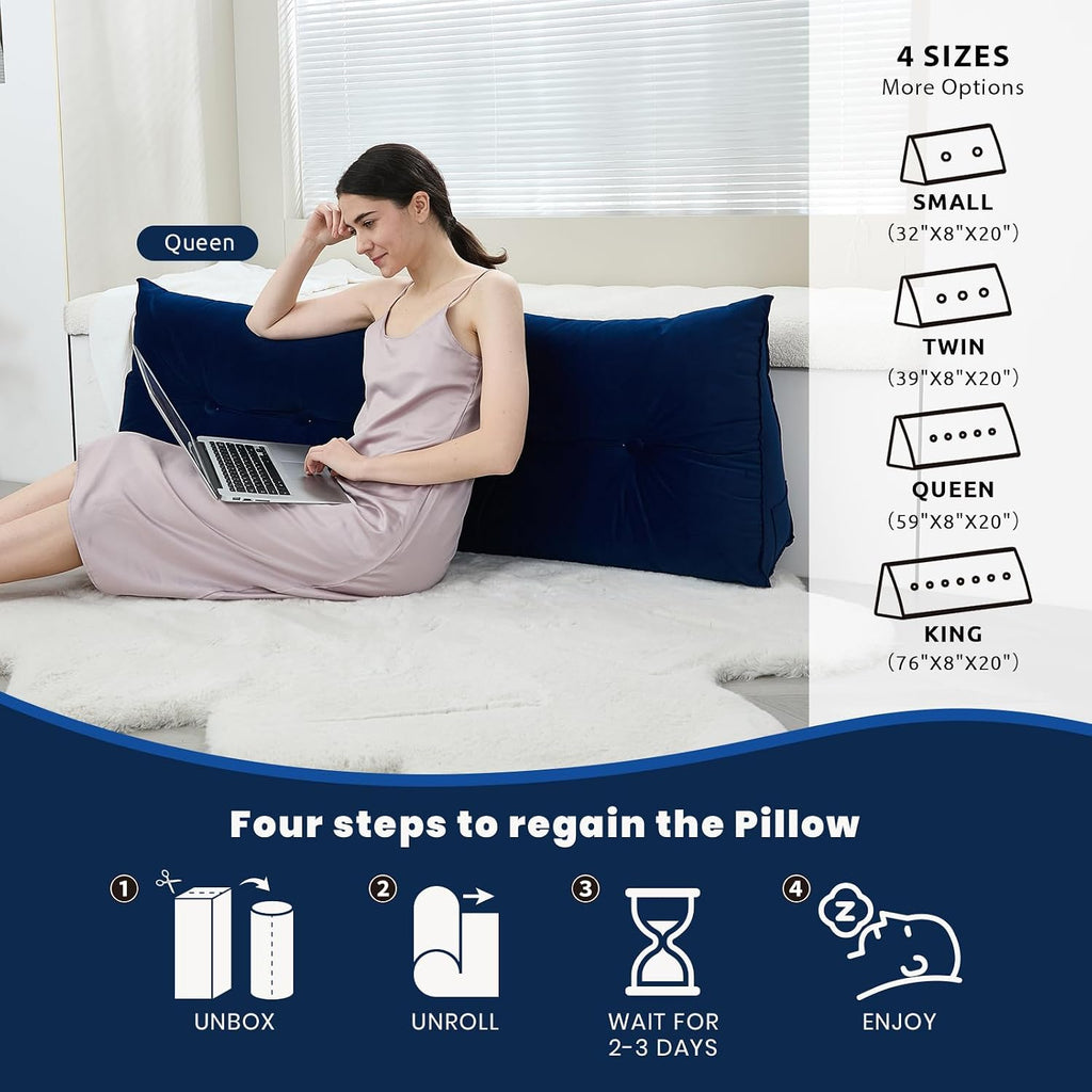 Zelladorra Headboard Pillow for Bed, Triangular Wedge Pillow Headboard Soft Support While Reading and Resting, Bed Bolster Cushion…