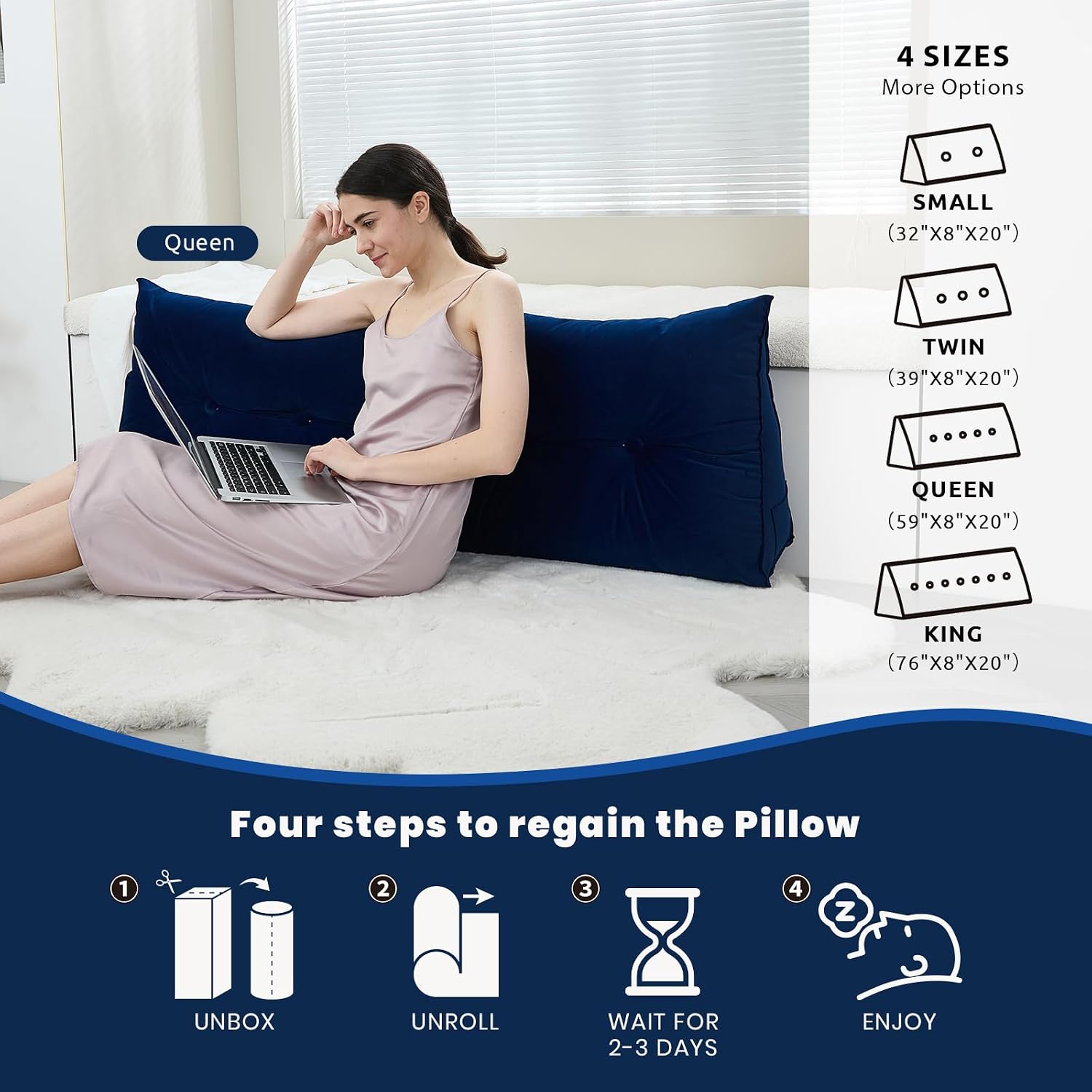 Zelladorra Headboard Pillow for Bed, Triangular Wedge Pillow Headboard Soft Support While Reading and Resting, Bed Bolster Cushion…