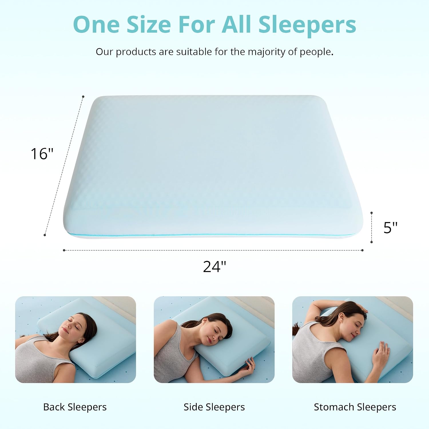 Gelsea Cooling Gel Memory Foam Pillow - Reversible Design, Neck Support for Side, Back, Stomach Sleepers, Standard Size, Removable & Machin…