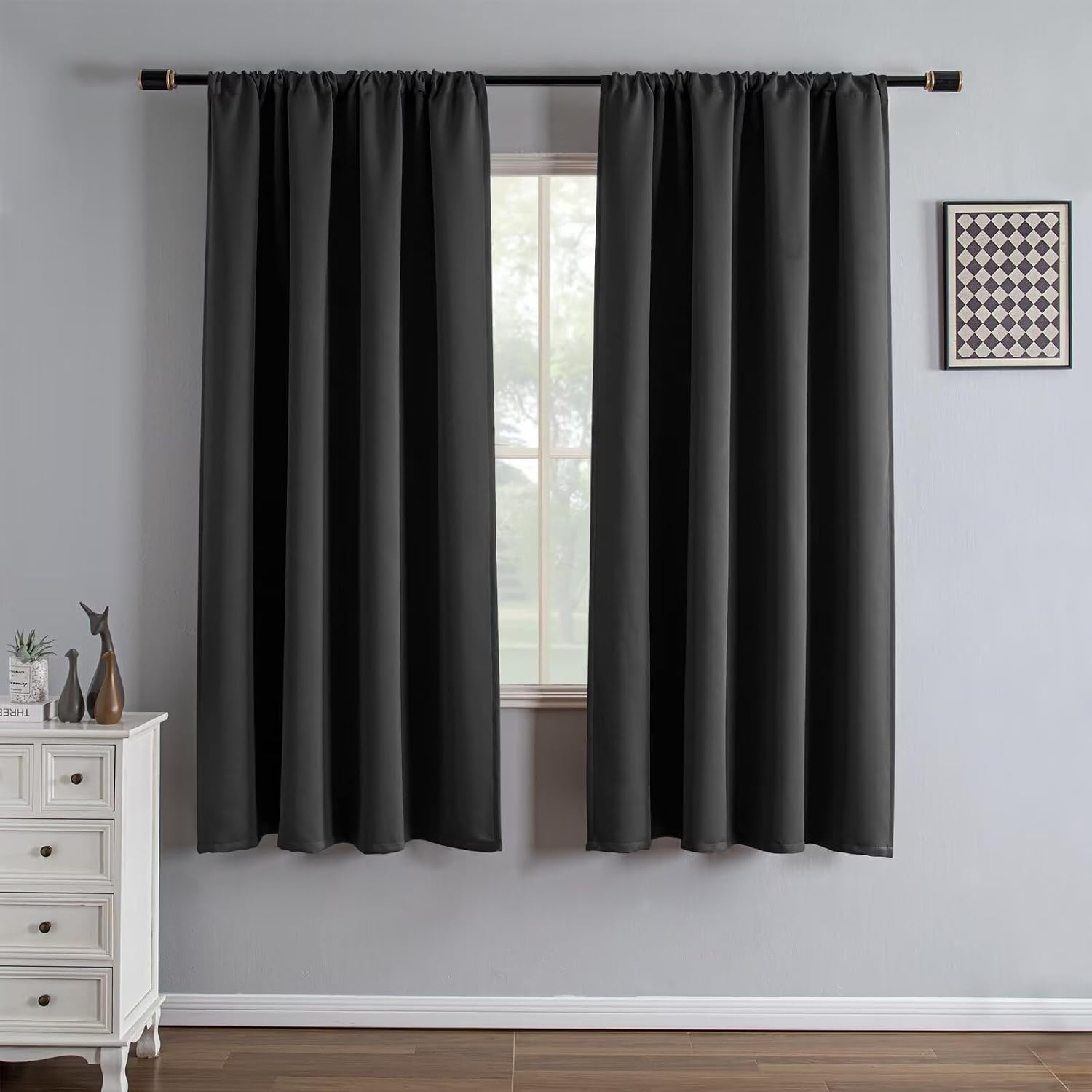 Igemaeve Blackout Curtains 72 Inch Length 2 Panels Set, Black Out Curtains for Bedroom 72 Inch Long, Rod Pocket Energy Saving Room Darkenin…