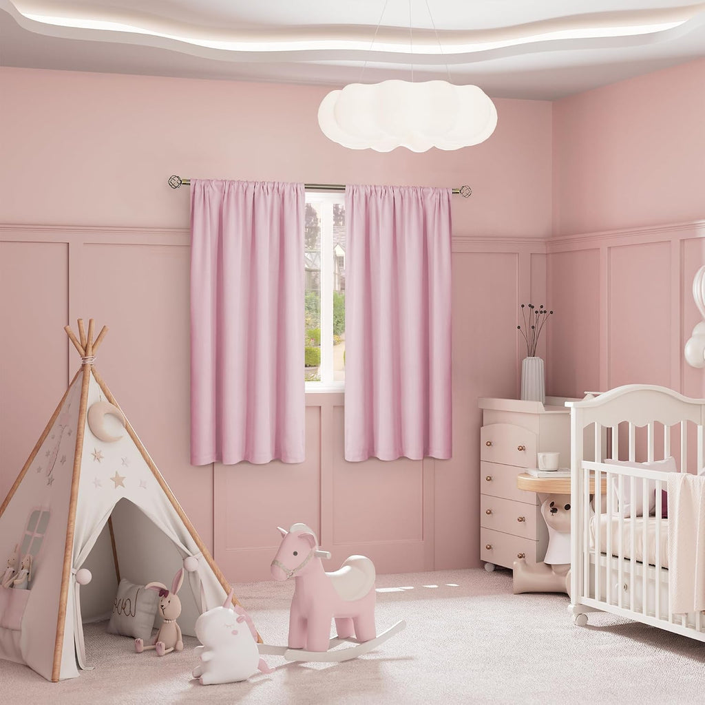 BGment Pink Blackout Curtains for Girls Room 2 Panels Set, Kids Curtains for Baby Nursery Bedroom 63 Inch Length Thermal Insulated…