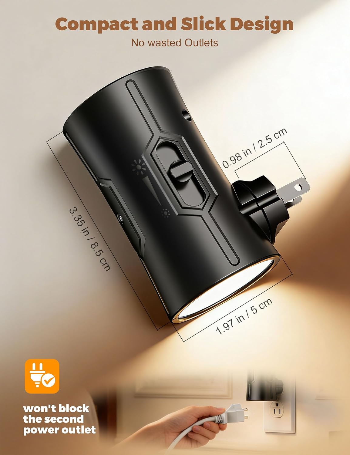 Fesnne Night Light, 2-Pack Dimmable Plug-in Night Light with Auto On/Off & 90°Rotatable Plug, 0-100LM Adjustable Brightness,1W Ultra Low En…