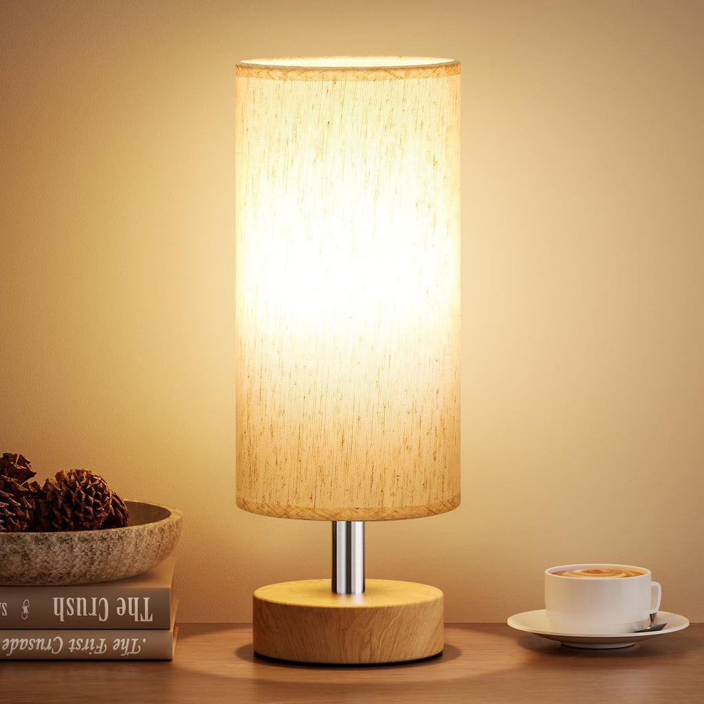 PartageiZ Small Table Lamp for Bedroom - Bedside & Desk Lamp, Minimalist Nightstand Light for Kids, Living & Office Room