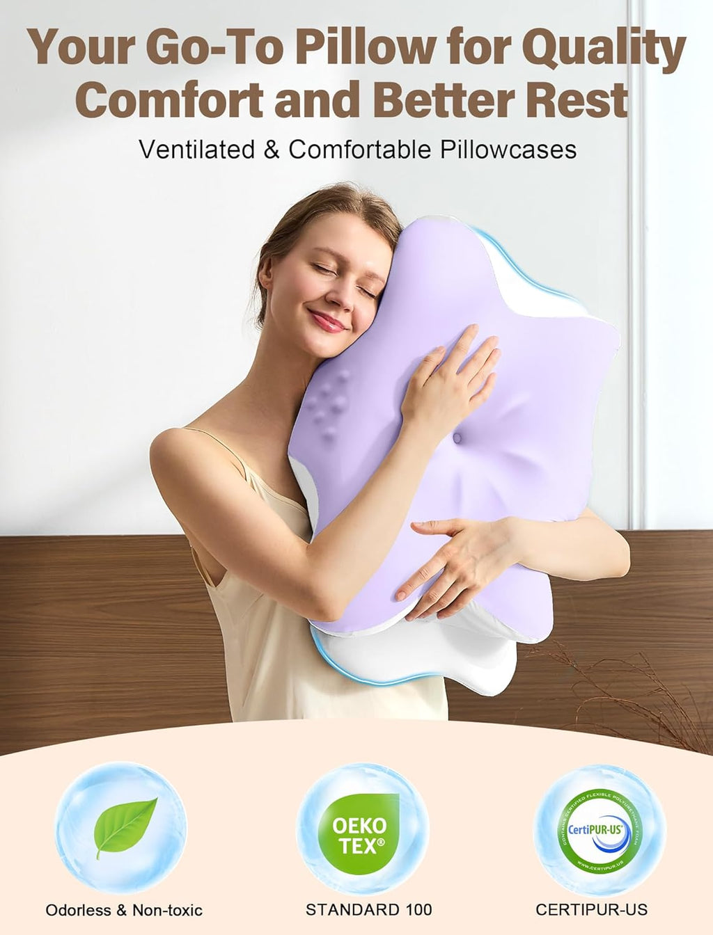 Vjasd Cervical Neck Pillow for – Ergonomic Memory Foam Pillow for Side Sleeper Contour Orthopedic Bed Pillow for Neck Support with Cooling…