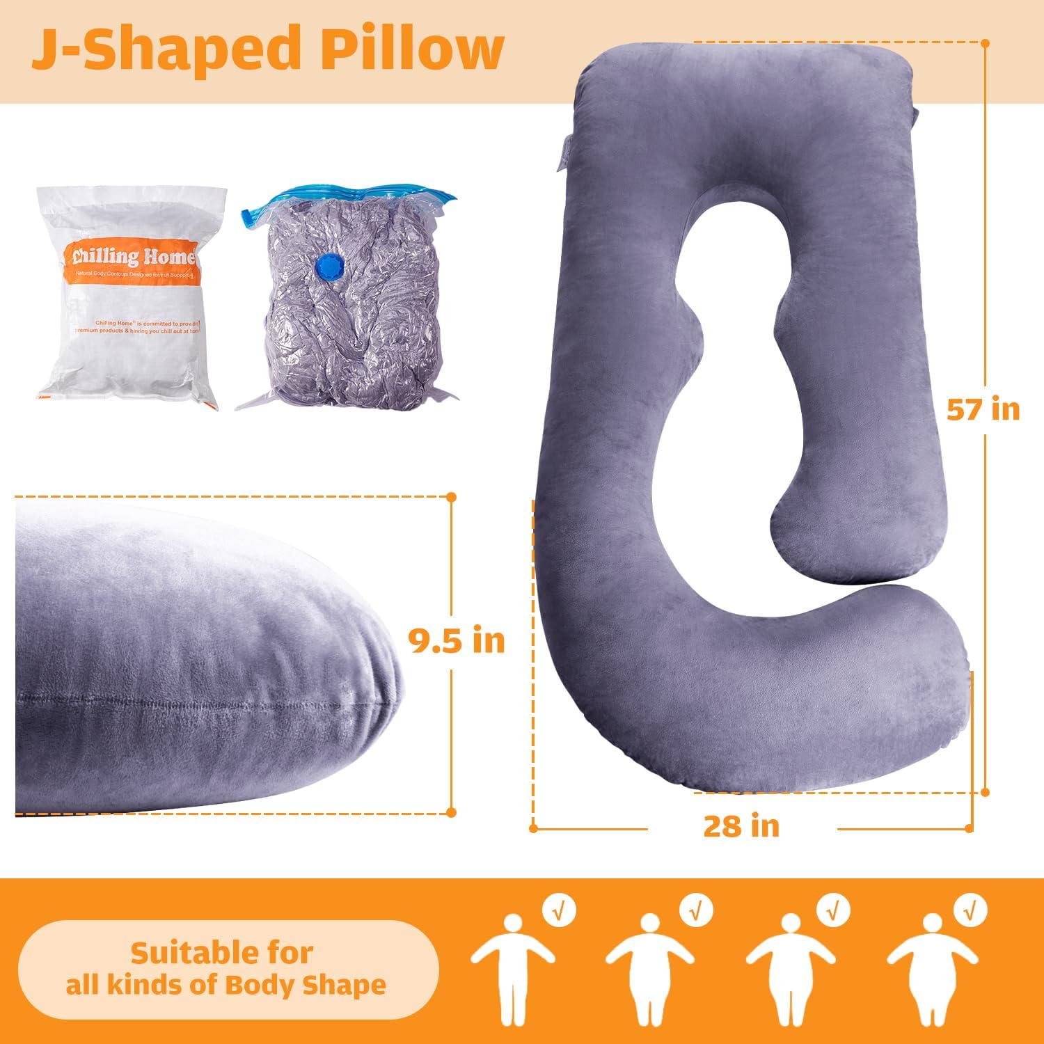 Chilling Home Pregnancy Pillow, U Shaped Full Body Maternity Pillow 58 inch, Pregnant Women Must Haves Pregnancy Pillows for Sleeping…