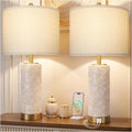 ProductDetails KIVDITZO 25.5" Boho Ceramic Table Lamps Set of 2 with 3-Way Dimmable Bulb for Living Room, Modern Table Lamp with USB A+C Po…
