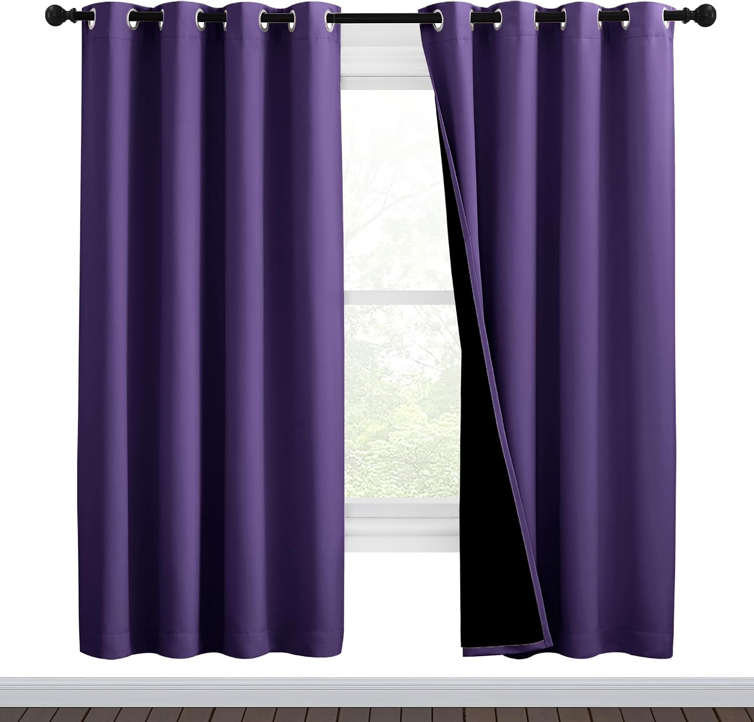 Nicetown Lilac Purple Full Shade Curtain Panels, Pair of Thermal Insulated & Energy Efficiency Blackout Curtains for Living Room Windows, L…
