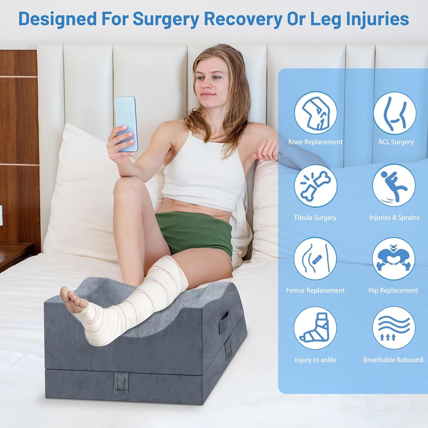 TranquilRelax TranquilRelax Double Leg Elevation Pillows, Wedge Pillow for After Surgery, Memory Foam Support Adjustable, Comfort Ca…