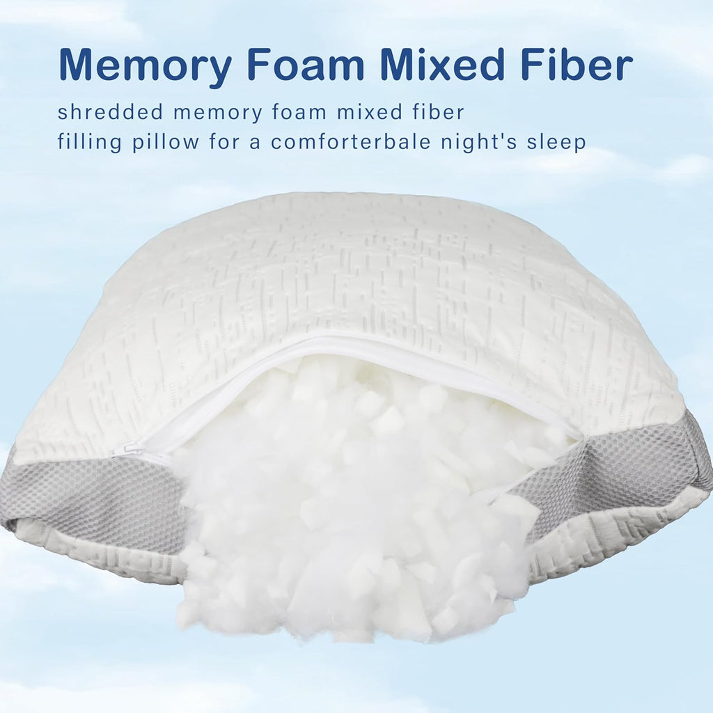 ACCURATEX Pillows King Size Set of 2, Rayon Derived from Bamboo Removable Cover, Shredded Memory Foam Pillow with Down Alternative Fill…