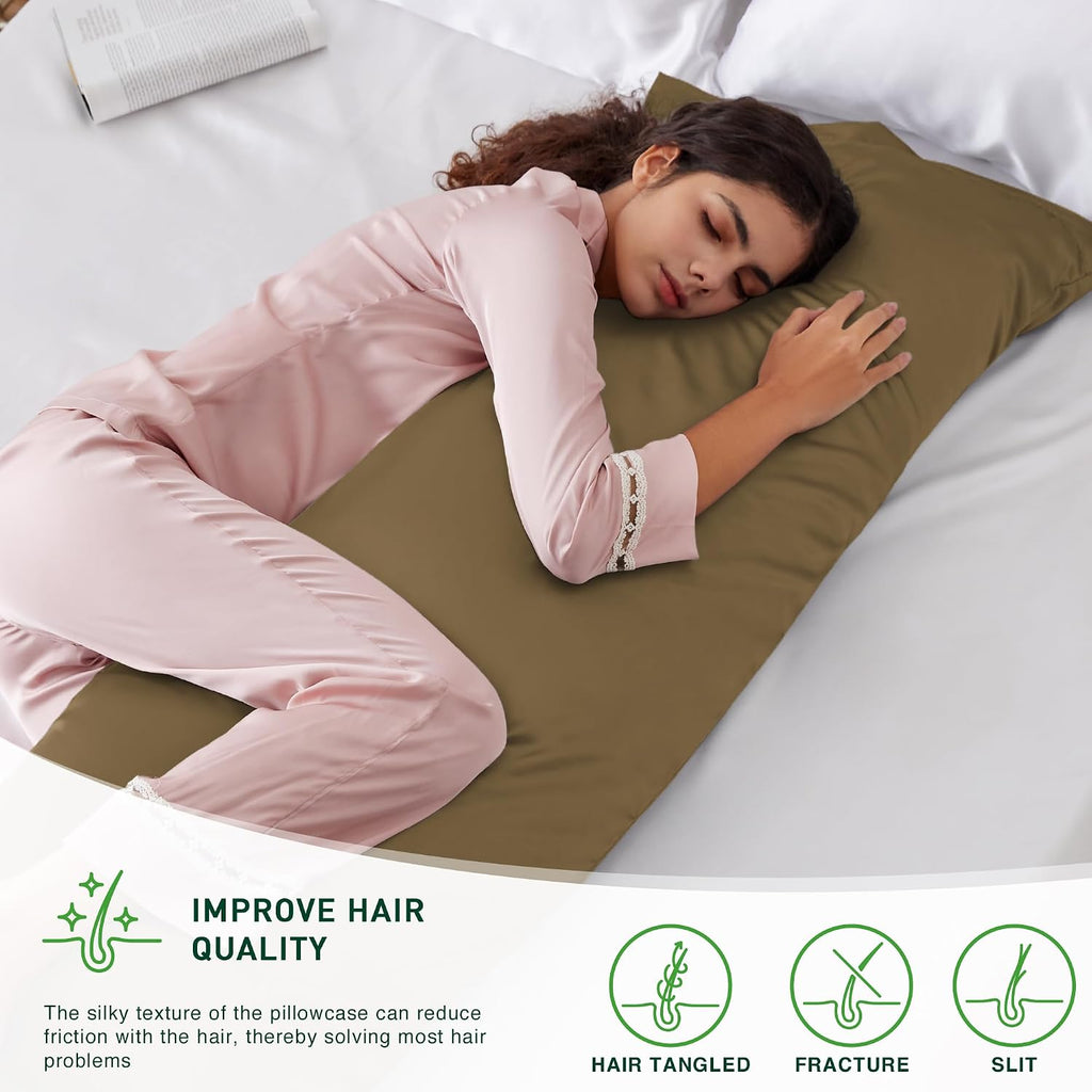 Lovescabin Love's cabin Satin Body Pillowcase 20x54, Cooling Pillow Cover for Hair and Skin, Silky Smooth with Envelope Closure, Similar to…
