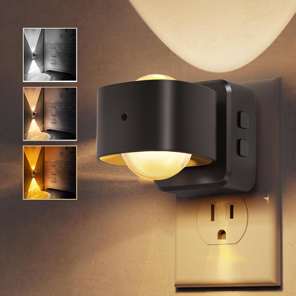 L LOHAS LED Night Light Projector, Night Lights Plug into Wall, 2000K/3000K/5000K Adjustable Color Temperature Nightlight, Rotating…
