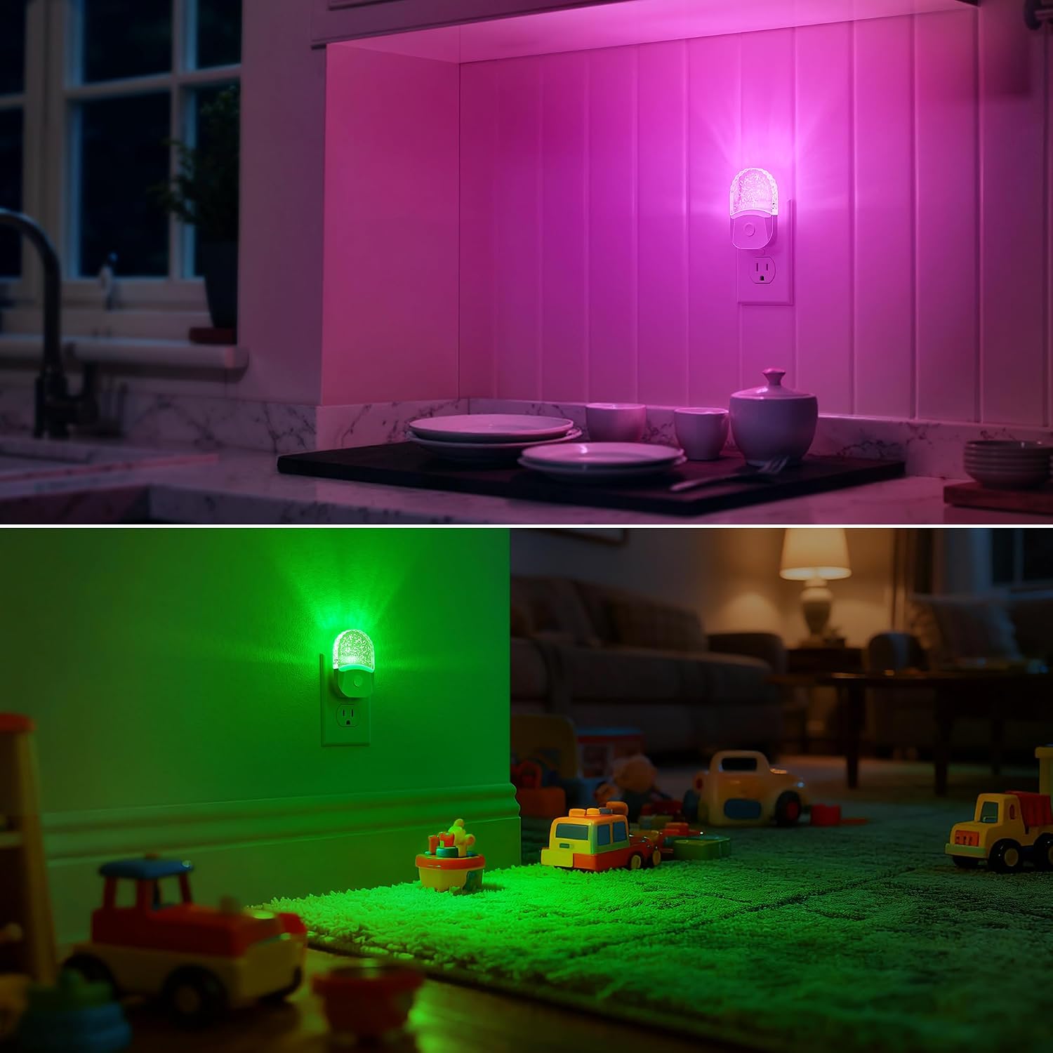 Night Lights Plug Into Wall [2 Pack], Color Changing Night Light for Kids, 8-Color RGB LED Nightlight with Dusk to Dawn Sensor for…