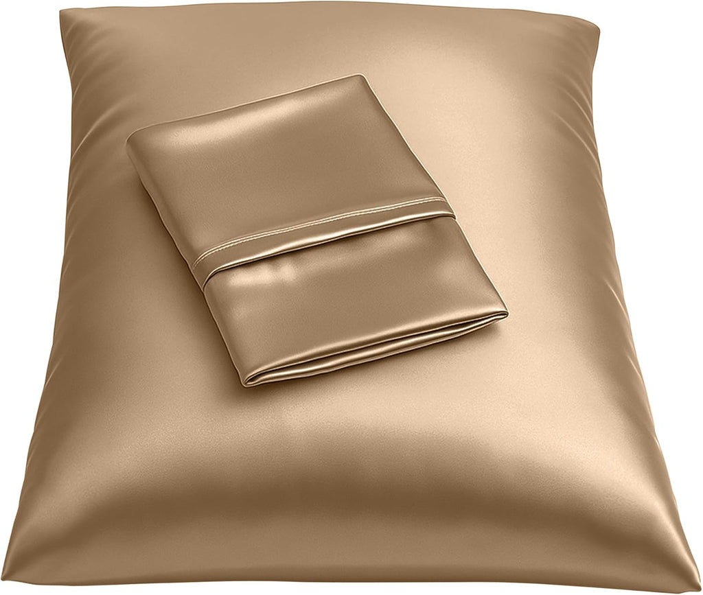 Blissford Satin Pillowcase with Zipper, for Hair and fabric comfort, Feels Soft and Cool Like a Silk Pillowcase, Beige Satin Pillow Cases…