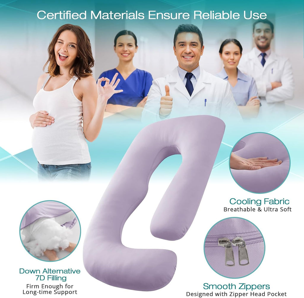 Sasttie Pregnancy Pillows for Sleeping, U Shaped Cooling Full Body Pillow with Removable Cover, Pregnant Women Must Haves, Maternity Essent…