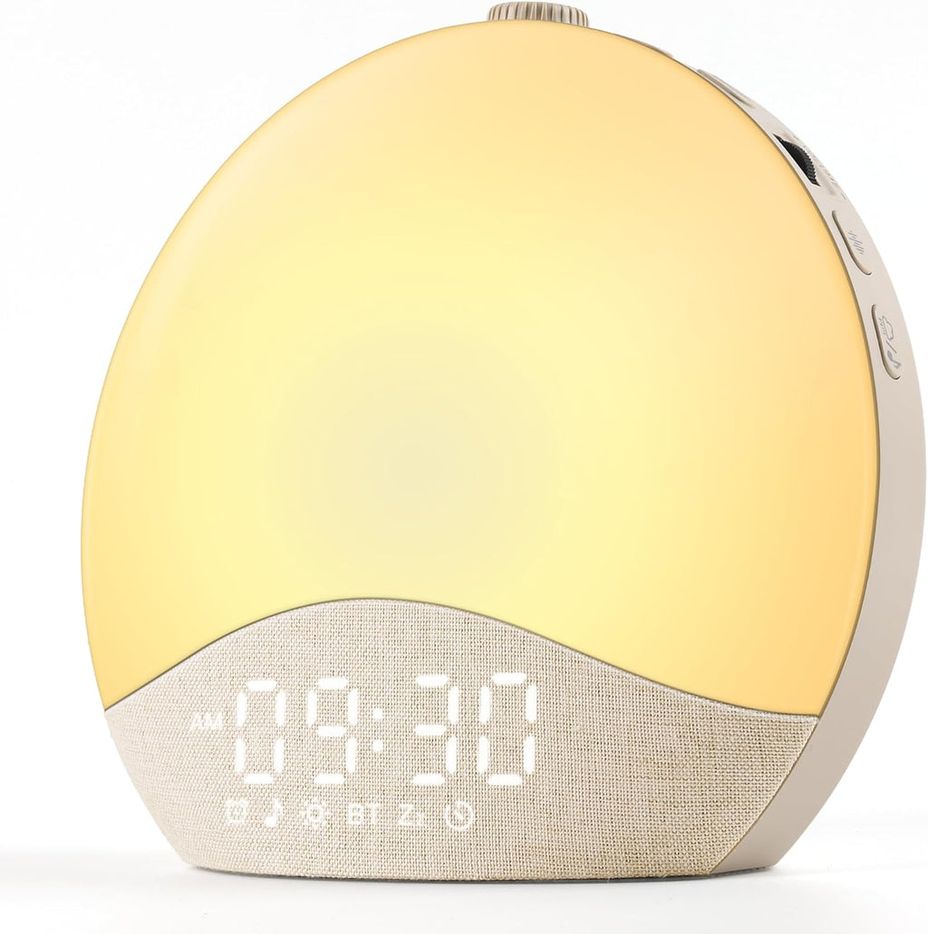 ecozy Sunrise Alarm Clock for Bedroom, White Noise Sound Machine, 26 Soothing Sounds, 17 Night Lights, Bluetooth Speaker, Music-Sync…