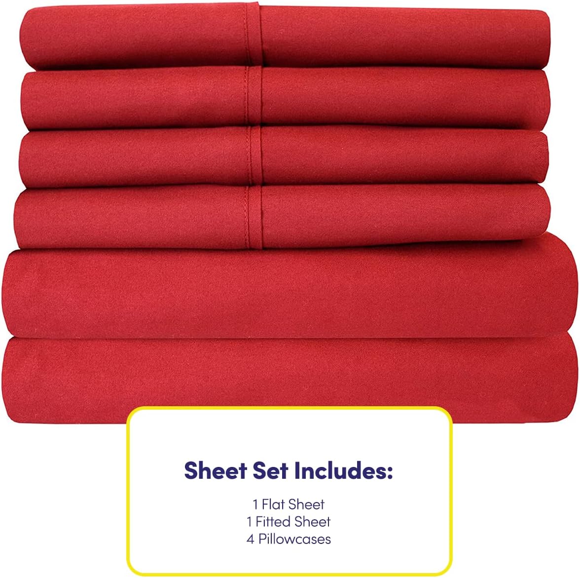 Queen Sheets Red - 6 Piece 1500 Supreme Collection Fine Brushed Microfiber Deep Pocket Queen Sheet Set Bedding - 2 Extra Pillow Cases…