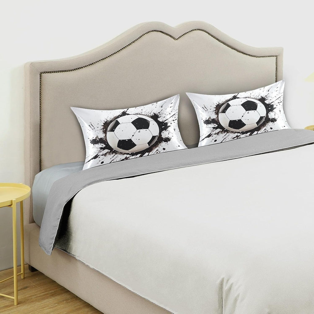 Soccer Ball Pillow Covers Silk Pillowcase for Hair and Skin Soft Smooth Breathable Cooling Satin Pillowcase Standard Size Pillow Case for…