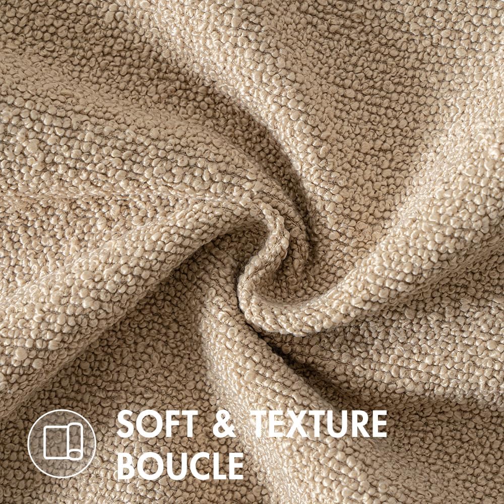 Miulee 16x16 Inch Decorative Pillow Covers for Couch Bed Set of 2 Textured Boucle Neutral Throw Pillow Covers Taupe Khaki Camel Accent Soli…