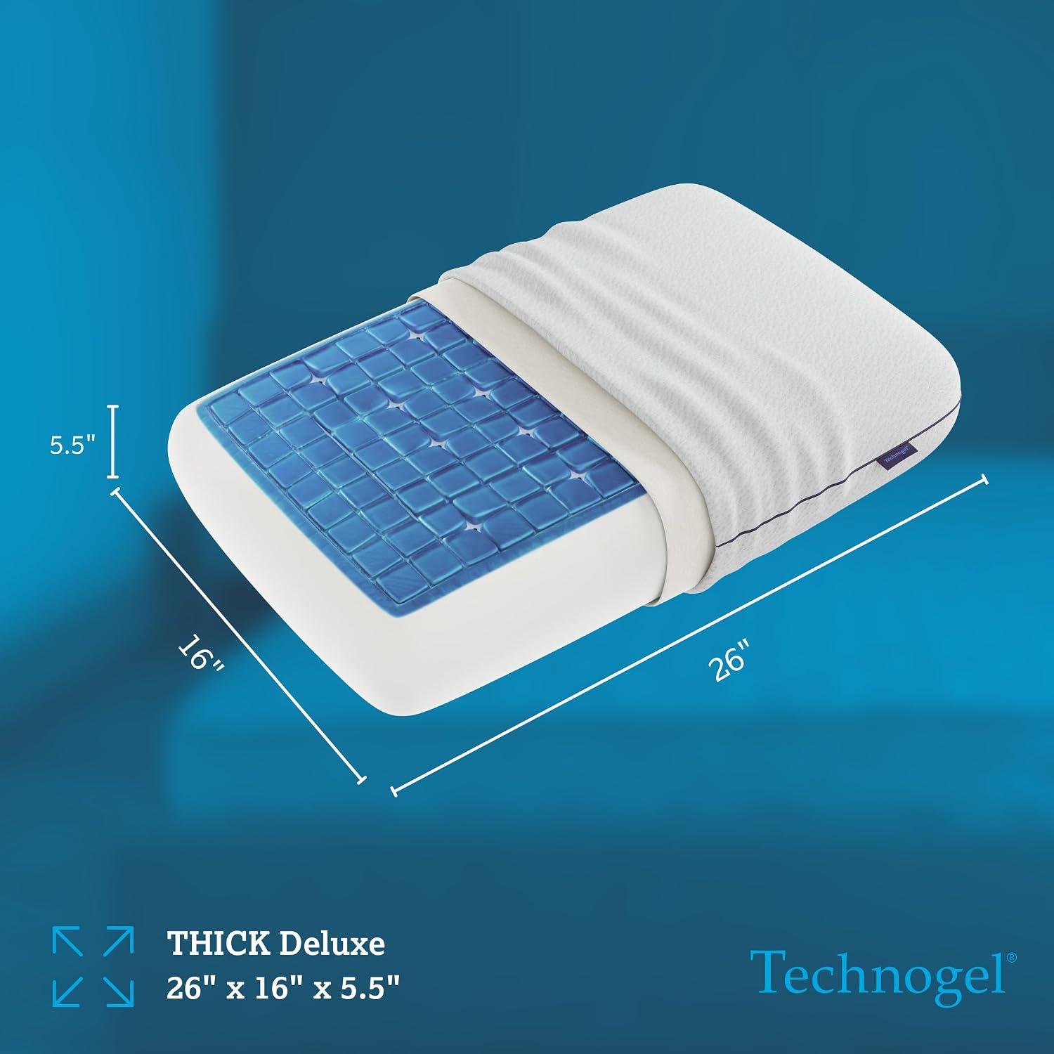 Technogel Deluxe Cooling Gel Pillow - Patented Cooling Technology, Odorless Memory Foam – Breathable Ergonomic Support for Side & Back Slee…