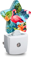 Star Night Light Plug in, Tropical Flamingo Dusk to Dawn Sensor Night Light, Soft Glow Lamp for Kids Bedroom Nursery Hallway Bathroom…