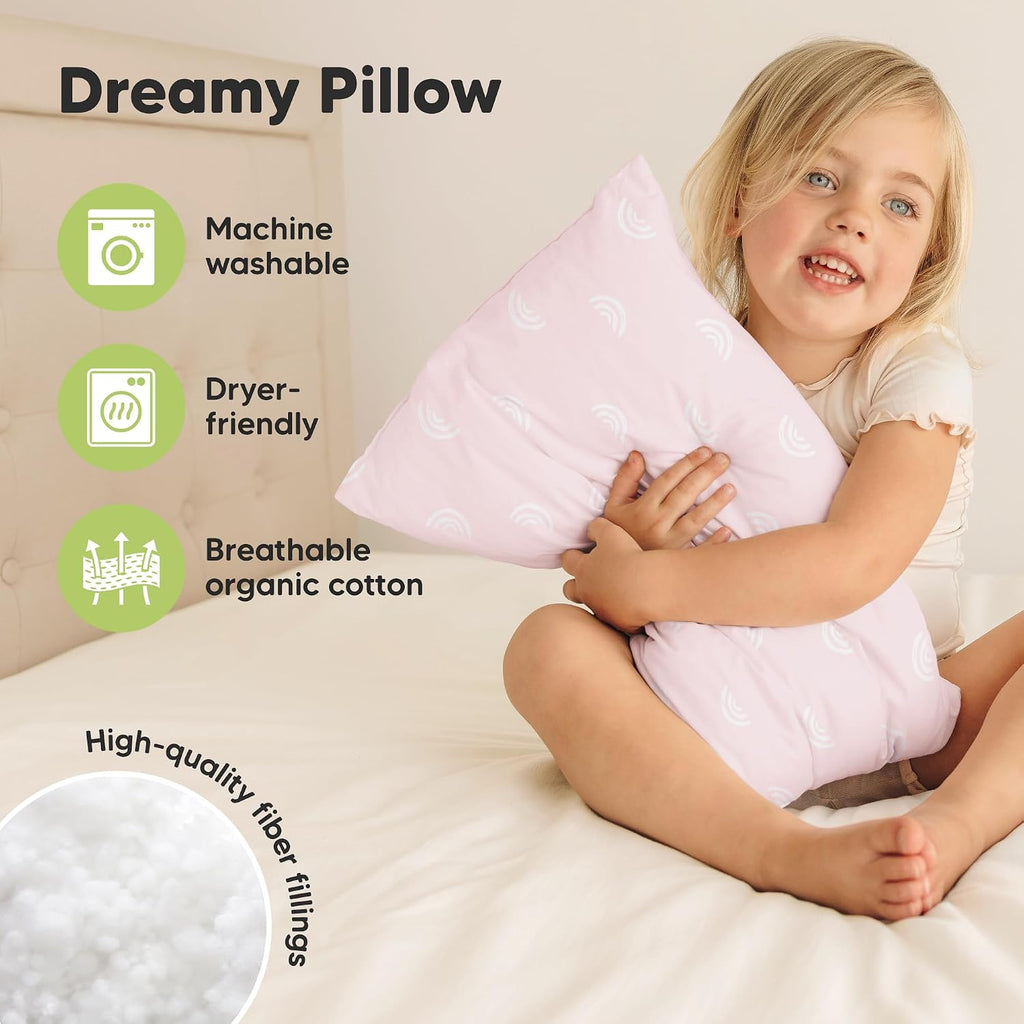KeaBabies 2-Pack Toddler Pillows 2 Year Old to 5-13x18 Soft Organic Cotton Kids Pillow for Sleeping, Travel, School, Daycare, Nap…