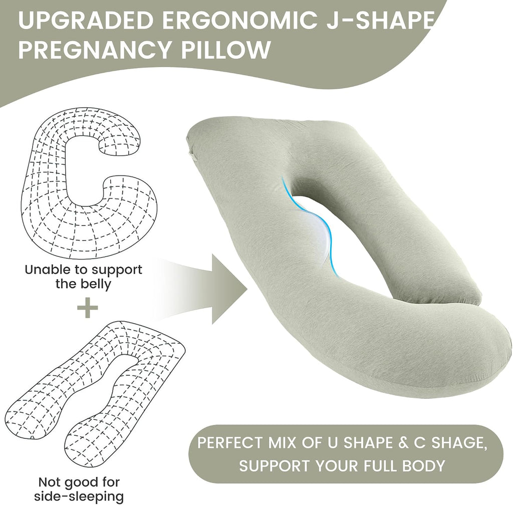 Jcickt Pregnancy Pillow for Sleeping,59 inch Maternity Pillow with Removable Washable Cover, J-Shaped Cooling Full Body Pregnant Pillow…