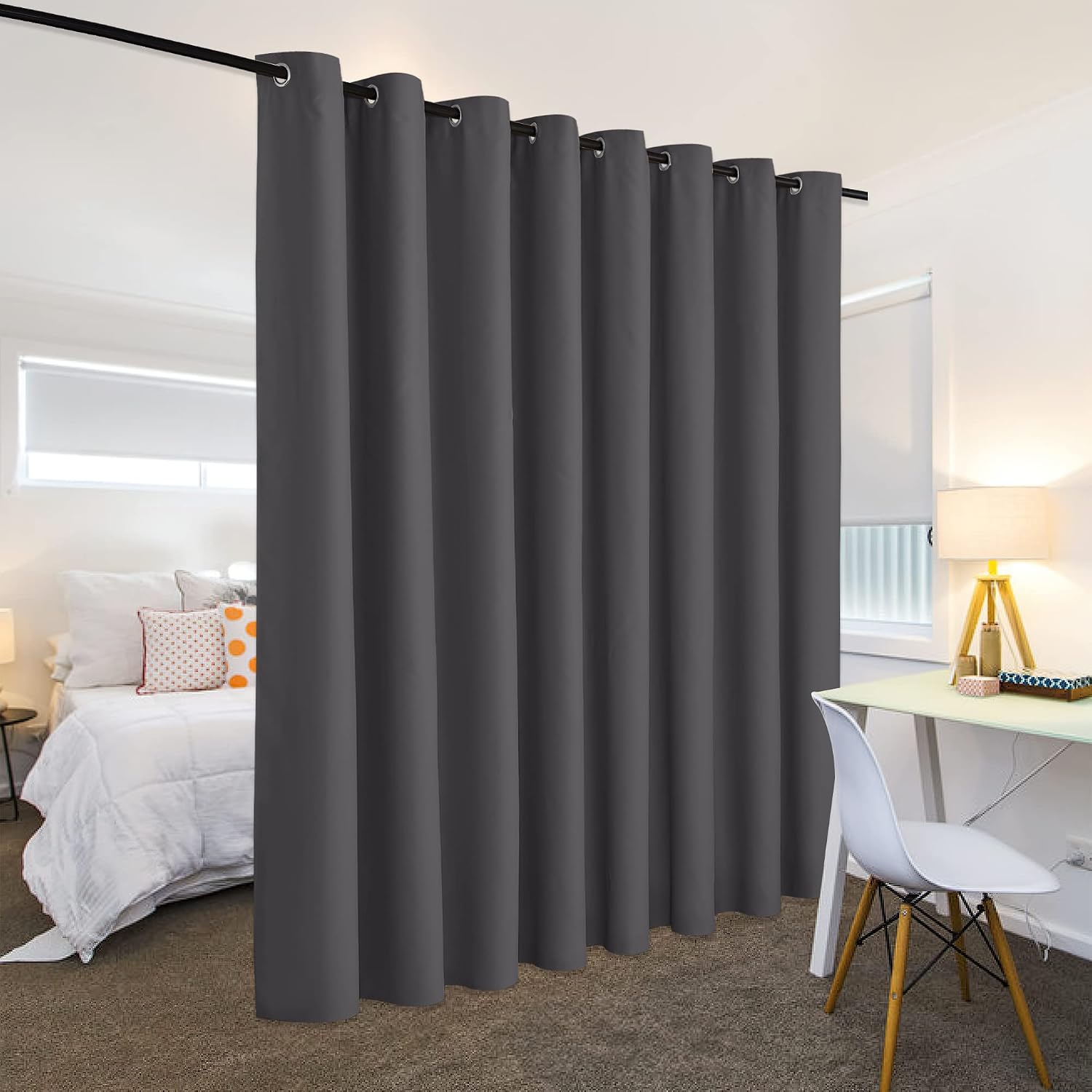 Rybhome RYB HOME Gift Gray Room Divider Screen Partition, Energy Smart Modern Blackout Privacy Curtain Panel Heavyweight for Patio Door/Bea…