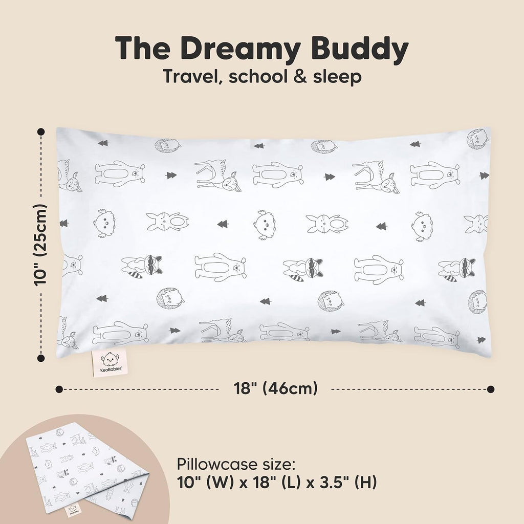 Toddler Pillow with Pillowcase - 10x18 My Little Dreamy Kids Travel Bed Pillows for Sleeping, Organic Cotton Small Pillowcase, Soft &…