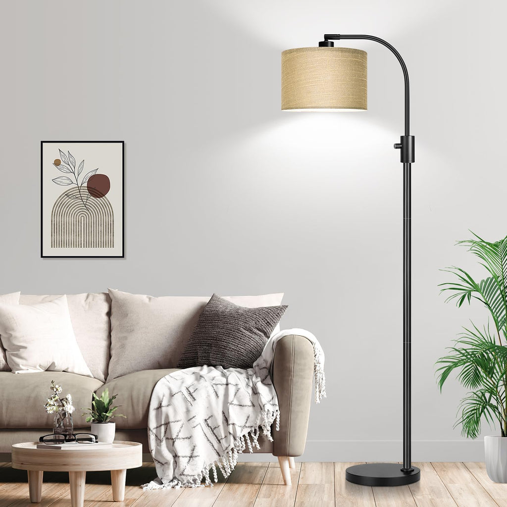 Nintiue Upgraded Modern Arc Dimmable Tall Standing Floor Lamp with Champagne Shade, 1200 Lumens LED Bulb Included, for Living & Reading…