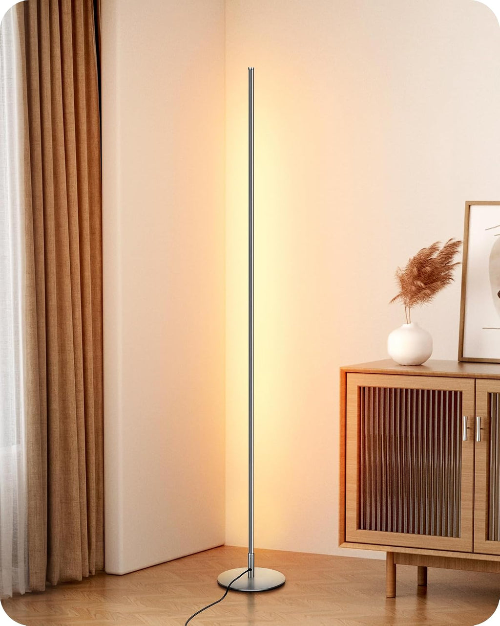 EDISHINE LED Corner Floor Lamp, Minimalist Dimmable Light with Remote, 57.5 Inches Tall Floor Lamps for Living Room, Bedroom, Home…