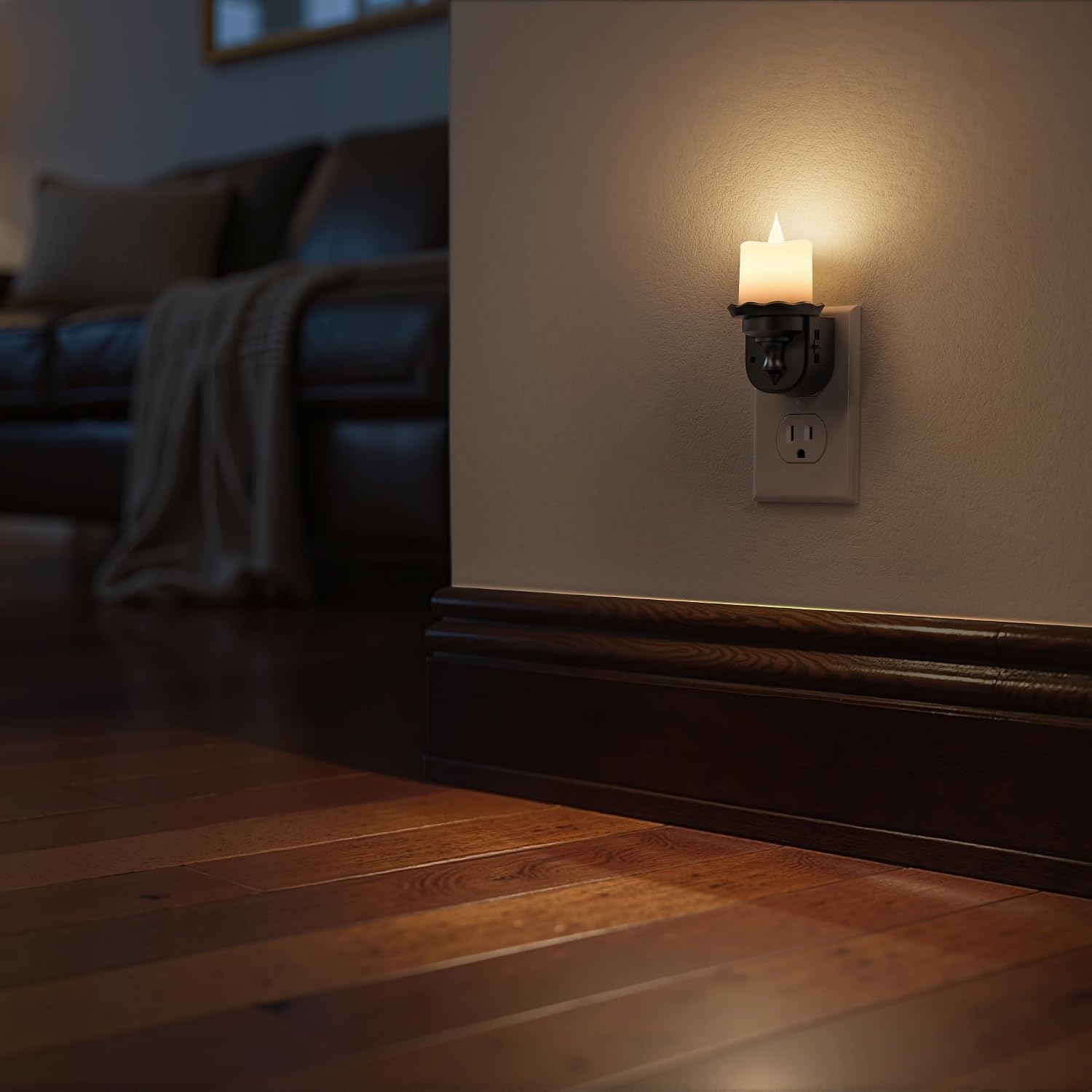 Briignite Candle Night Light, Warm White Night Lights Plug into Wall 2 Pack, LED Flicker Candle Night Light with Light Sensor, 0-100LM…
