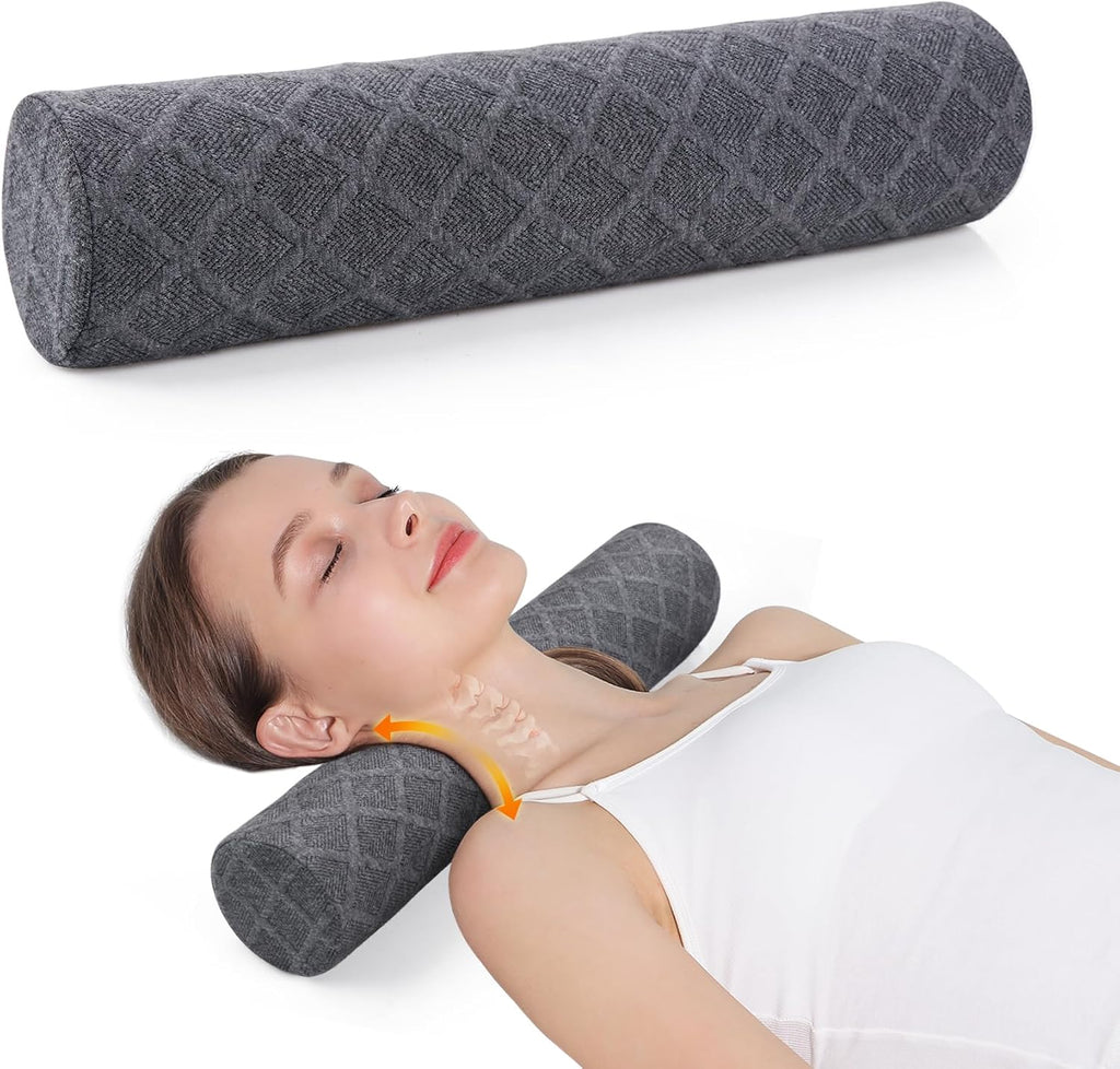 Cozyth Cervical Roll Pillow, Medium Soft Memory Foam Neck Round Pillow Cylinder Bolster Pillow for Sleeping, Round Neck Support for Bed…