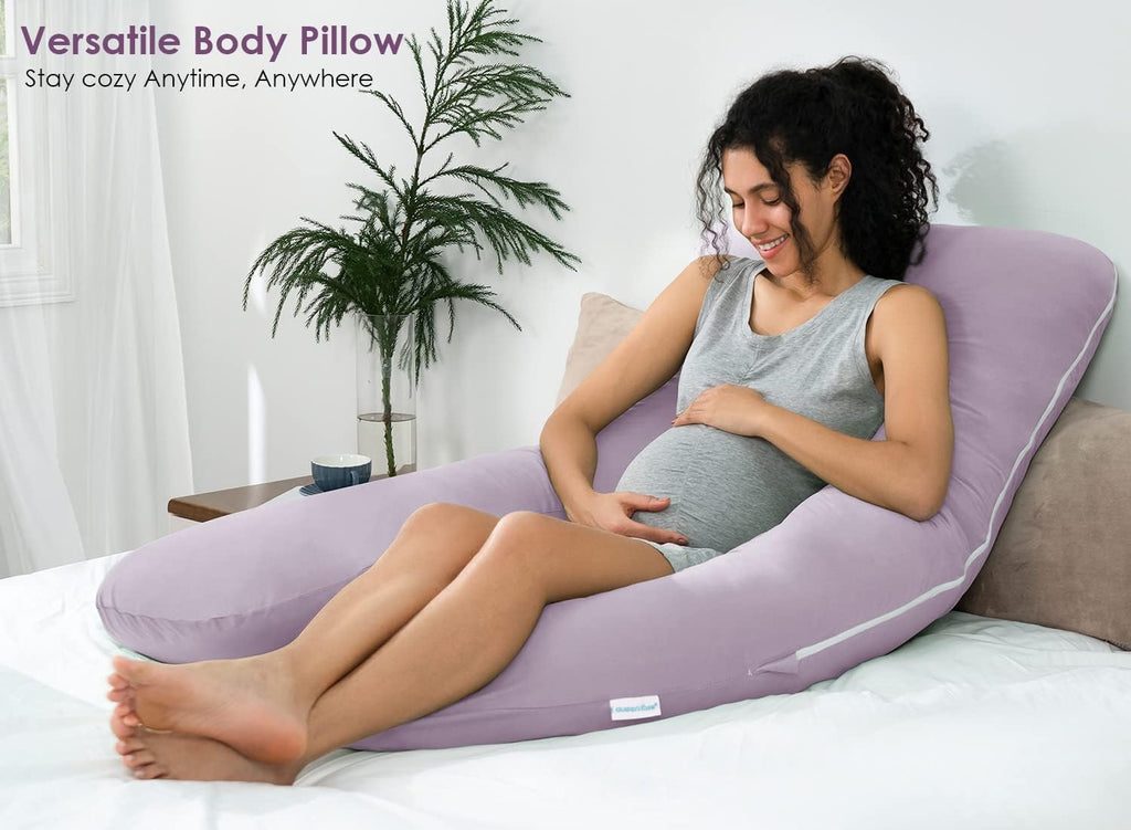 Queenrose QUEEN ROSE Cooling Pregnancy Pillows, U Shaped Full Body Maternity Pillow for Pregnant Support, Rayon Derived from Bamboo, Butter…