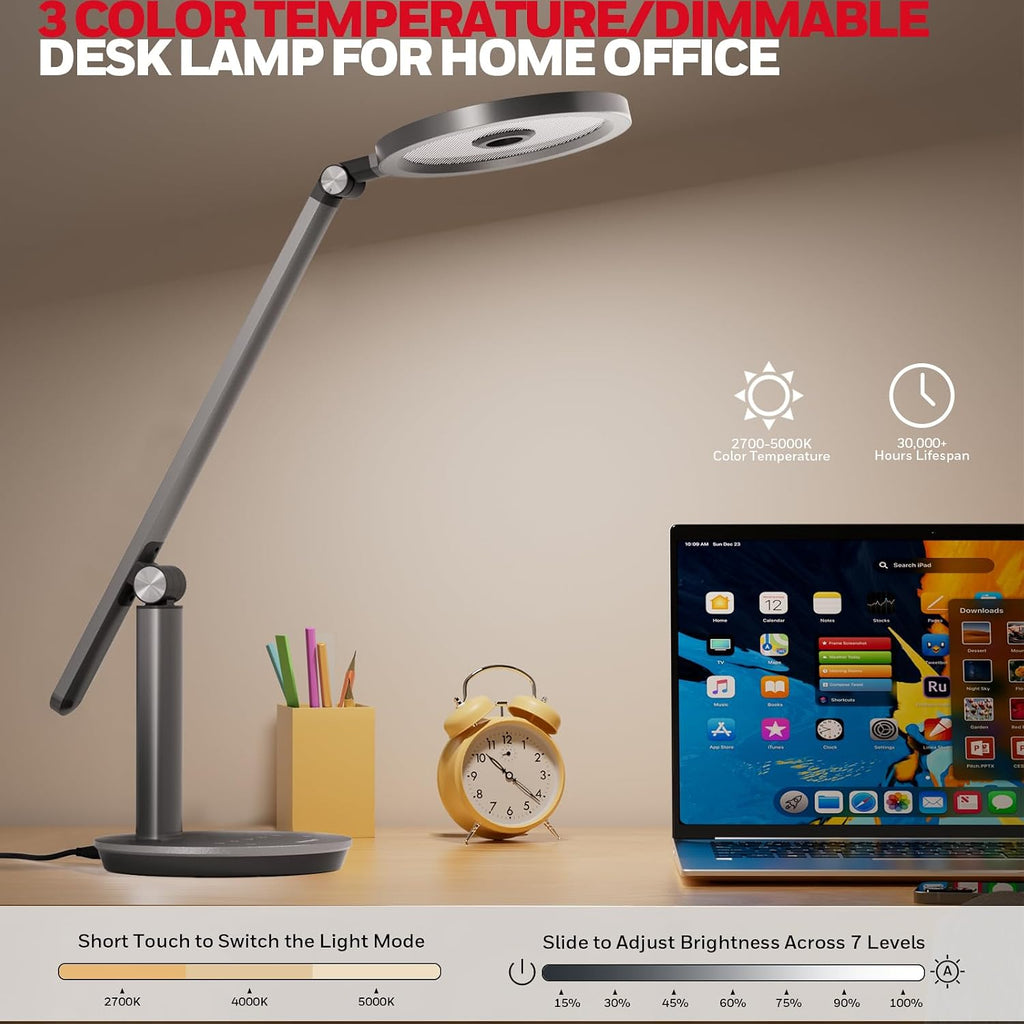 Honeywell Desk Lamp for Home Office, H6 SunturaluxTM Eye-Caring Led Desk Light, 800LM Dimmable Desk Lamp with Timer, Touch Control Tall…