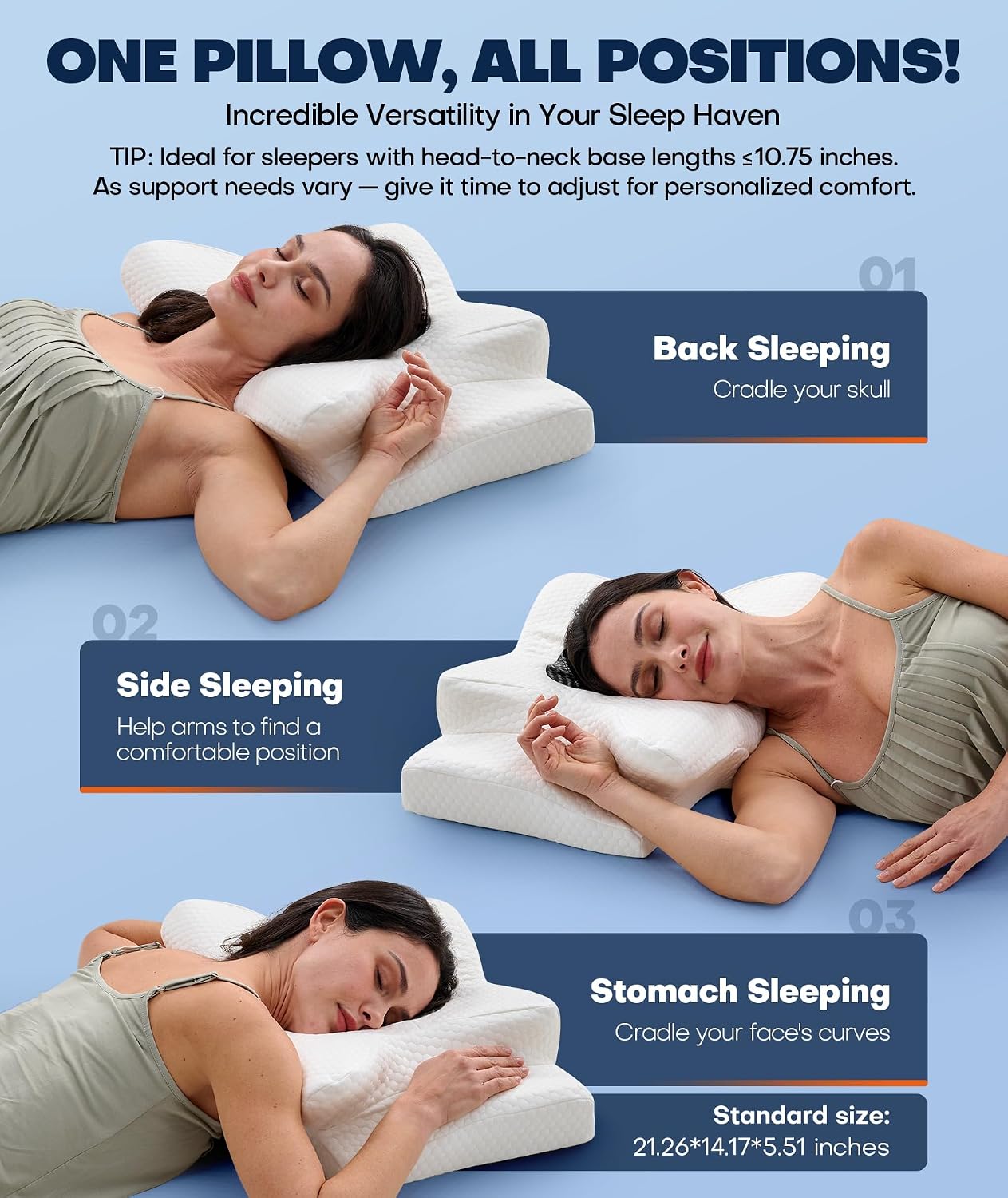 Emircey Sleep Cervical Neck Pillow for Sleeping, Ergonomic Contour Side Sleeper Pillows for Adults, Cooling Orthopedic Pill…
