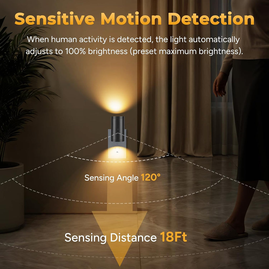 TSEXES Plug-in LED Night Lights with Motion Sensor, 0-300LM Adjustable Brightness, Nightlight Plug into Wall for Bathroom, Hallway…